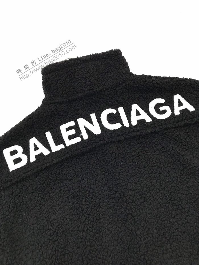 Balenciaga男裝 巴黎世家後背logo字母羊羔毛拉鏈外套  ydi3067